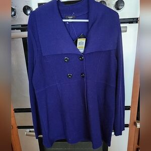NWT Alfani 100% Merino Wool Sweater   Cobalt Blue Heavy Soft Double Breasted Med